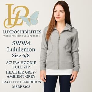 LULULEMON Scuba Full-Zip Hoodie Plush - Medium Gray size 12